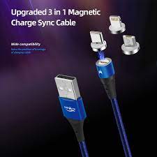 kumiho k1 3 in 1 magnetic 3a braided fast charge sync cable lightning, mirco usb, usb type c kumiho k1 3 in 1 magnetic 3a braided fast charge sync cable lightning, mirco usb, usb type c