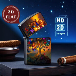 2d butterfly tree with glowing lights lighter shell