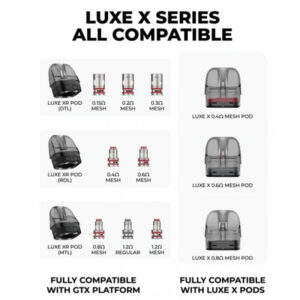 vaporesso luxe xr / luxe x / luxe xr max / luxe x pro empty pod cartridge 5ml (2pcs/pack)