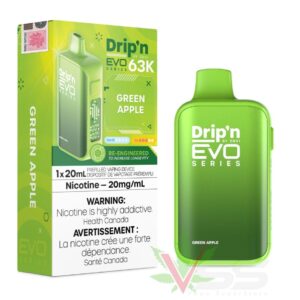 drip'n by envi evo 63k disposable vape green apple