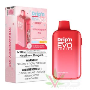 drip'n by envi evo 63k disposable vape strawberry ice