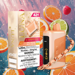 kraze luna 42k disposable vape opal orange razz lime ice