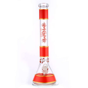 mgm glass 7mm banded logo beaker bong 18"