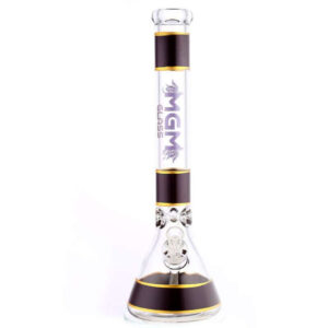 mgm glass 7mm banded logo beaker bong 18"