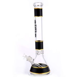 mgm glass 7mm banded logo beaker bong 18"
