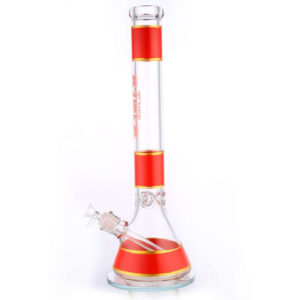 mgm glass 7mm banded logo beaker bong 18"