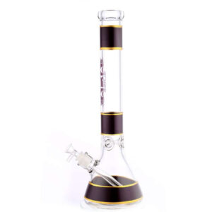 mgm glass 7mm banded logo beaker bong 18"