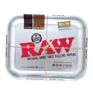 raw silver metallic rolling tray