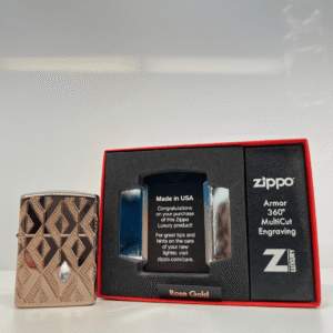 zippo luxury lighter rose gold diamond pattern case